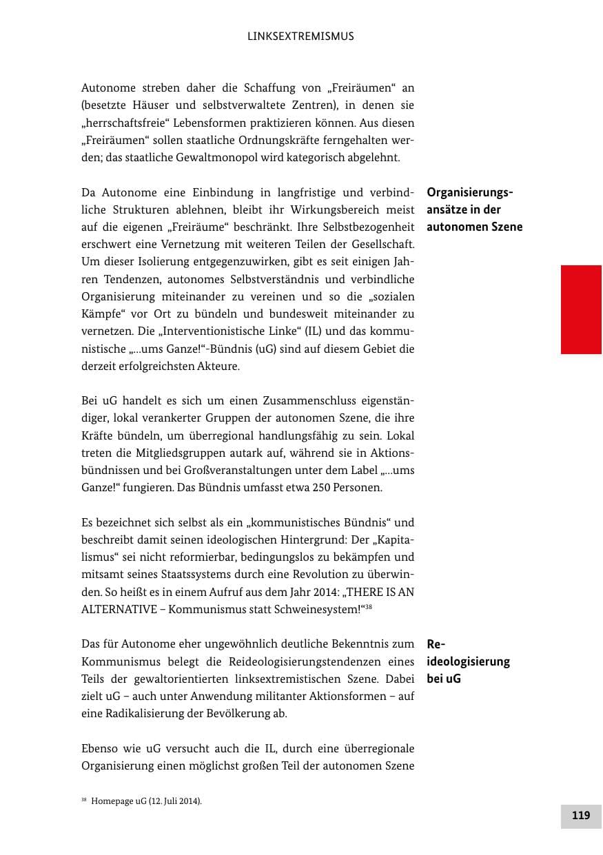 Seite 118 des Verfassungsschutzbericht 2016 Bund