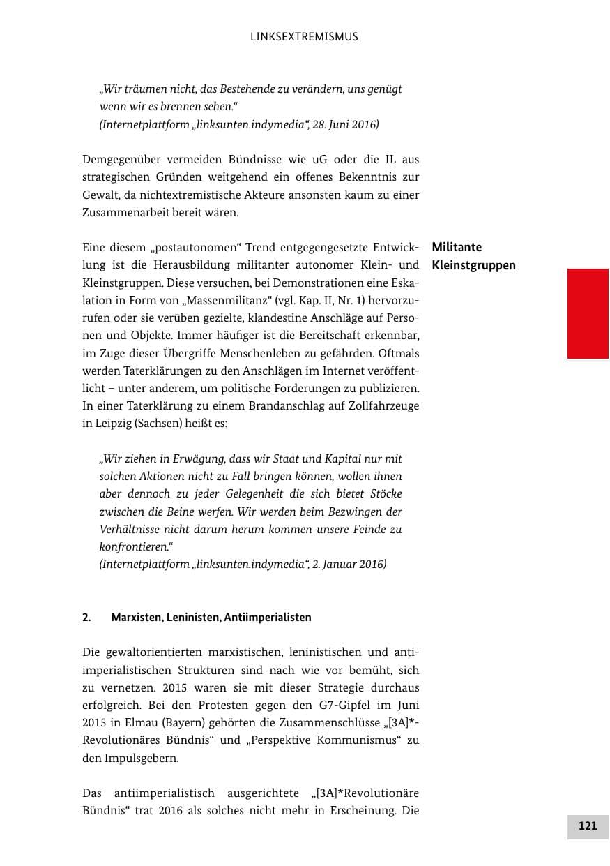 Seite 120 des Verfassungsschutzbericht 2016 Bund