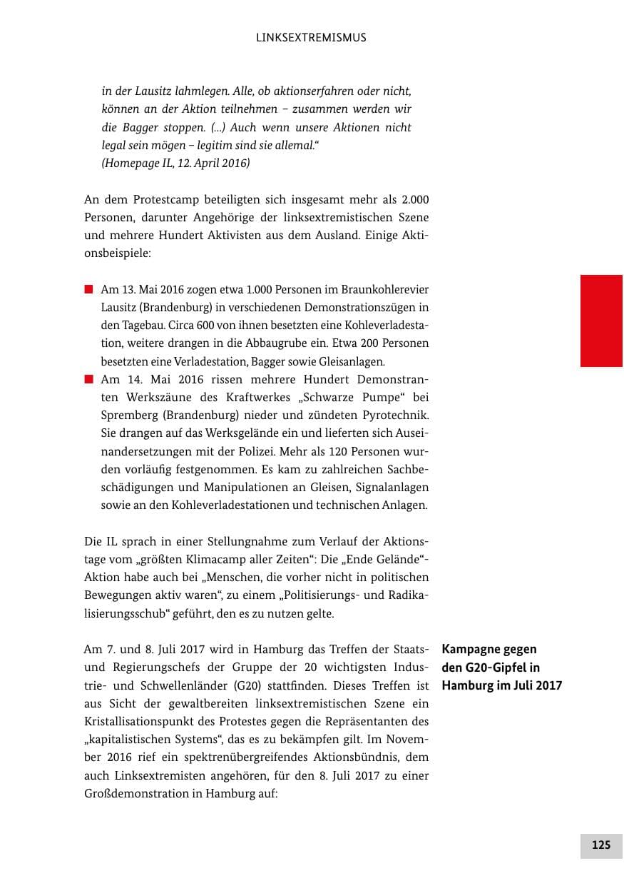 Seite 124 des Verfassungsschutzbericht 2016 Bund