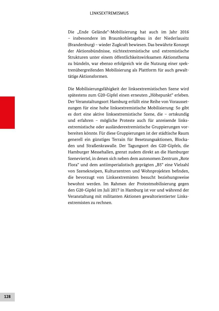 Seite 127 des Verfassungsschutzbericht 2016 Bund