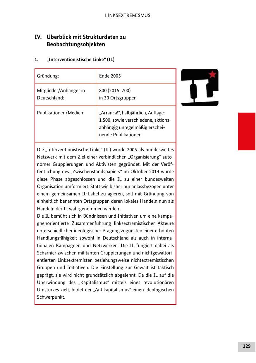 Seite 128 des Verfassungsschutzbericht 2016 Bund