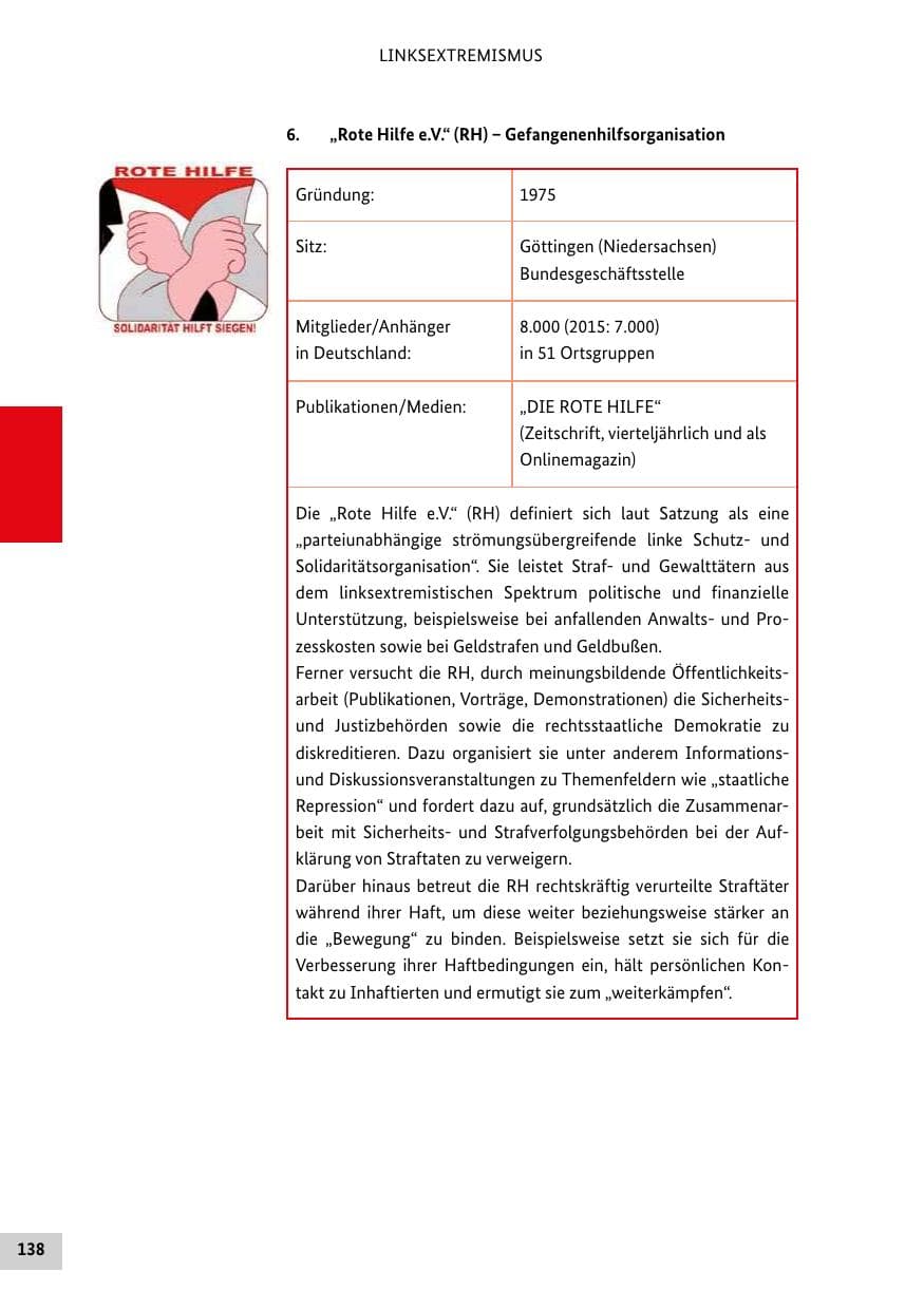 Seite 137 des Verfassungsschutzbericht 2016 Bund