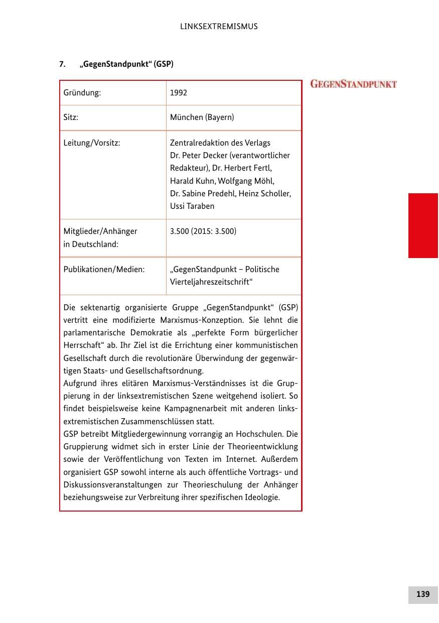 Seite 138 des Verfassungsschutzbericht 2016 Bund