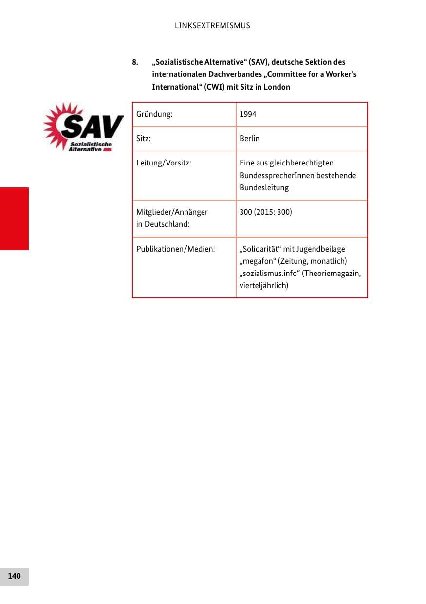 Seite 139 des Verfassungsschutzbericht 2016 Bund