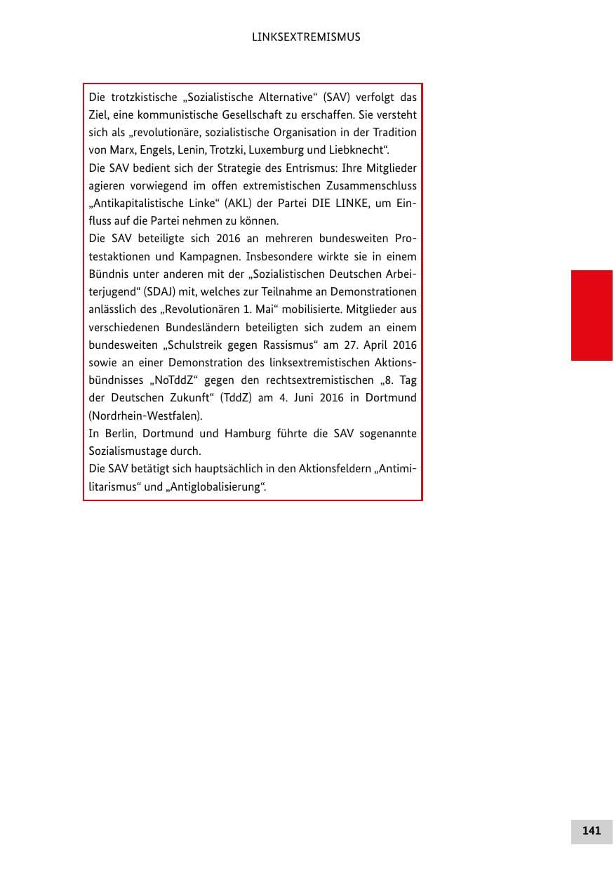 Seite 140 des Verfassungsschutzbericht 2016 Bund