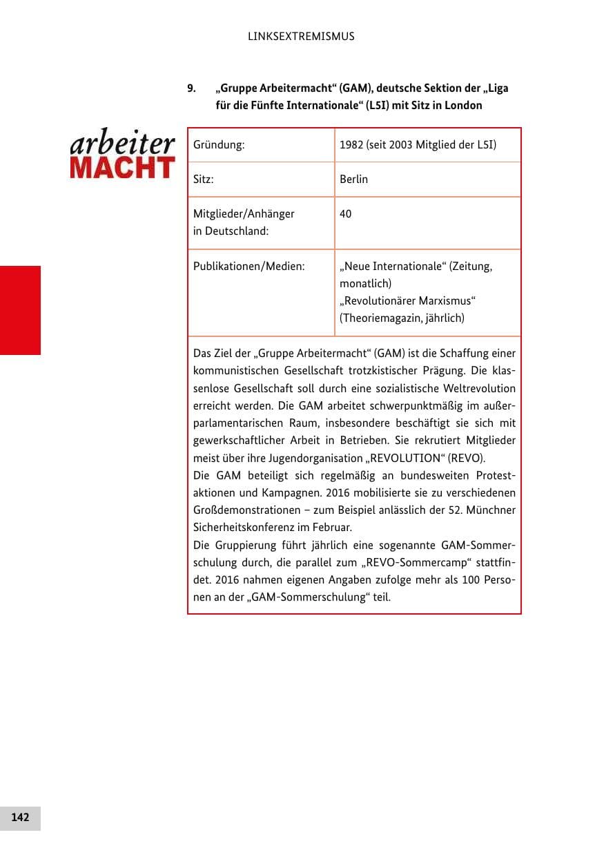 Seite 141 des Verfassungsschutzbericht 2016 Bund