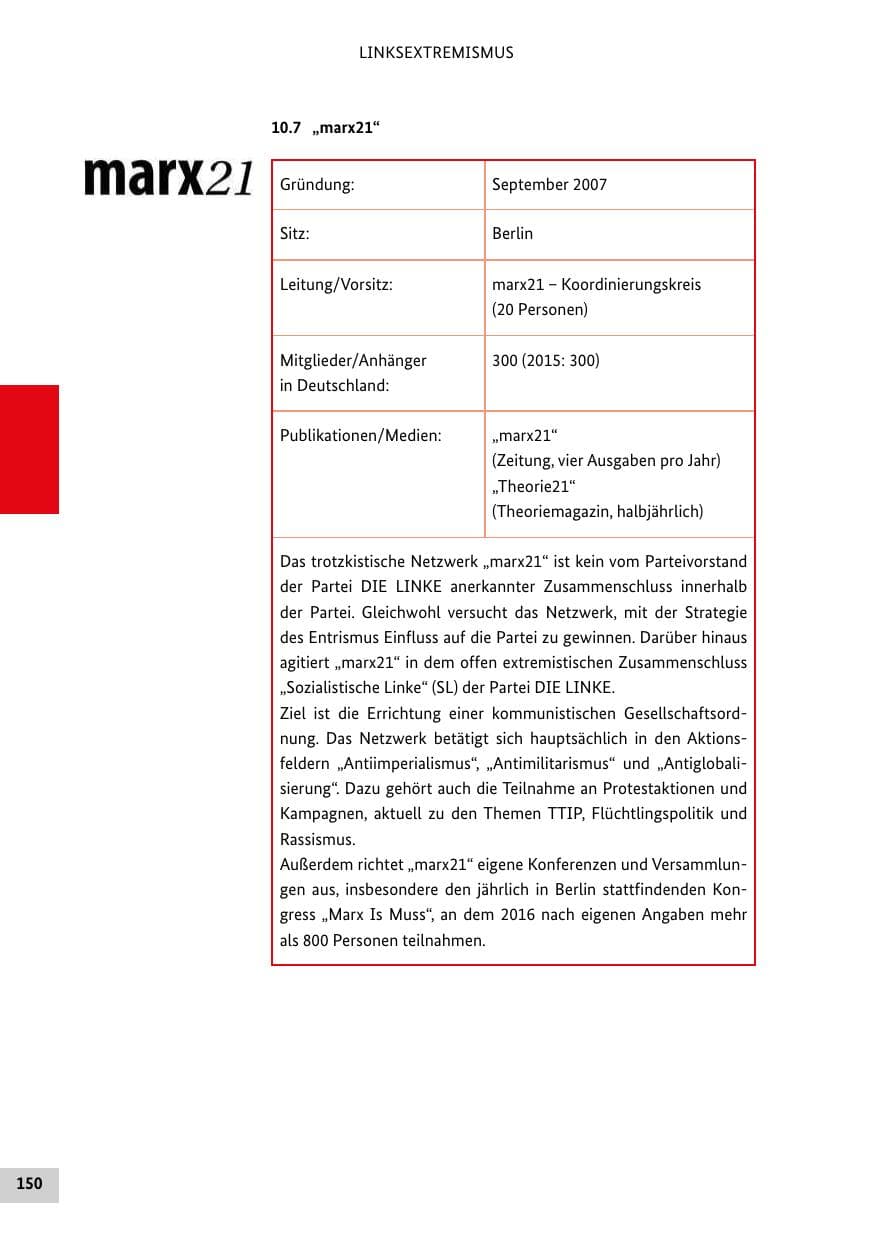 Seite 149 des Verfassungsschutzbericht 2016 Bund