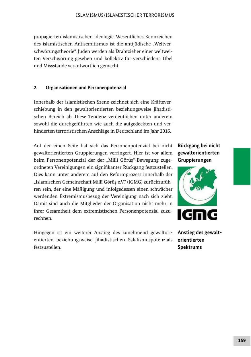 Seite 158 des Verfassungsschutzbericht 2016 Bund