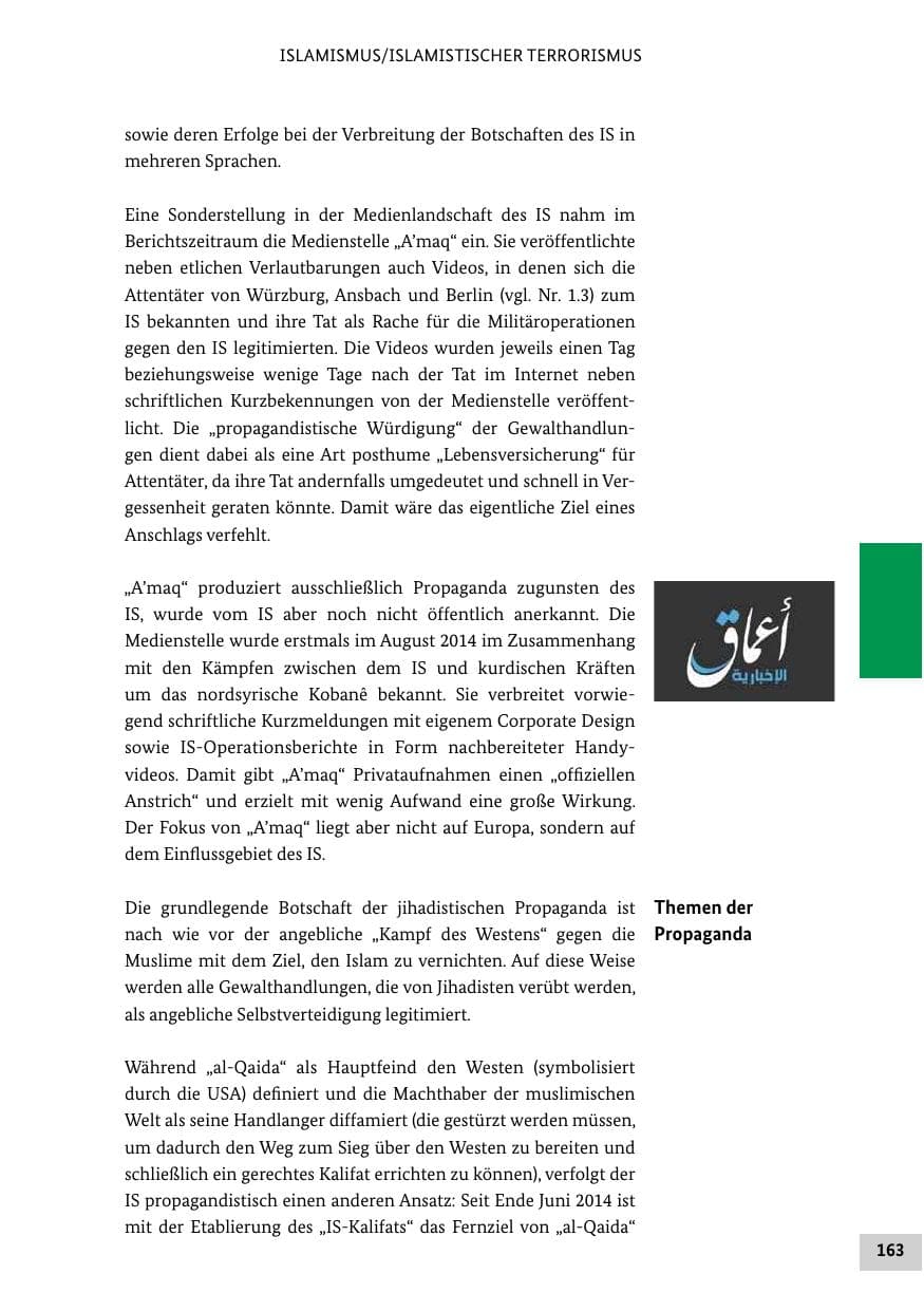 Seite 162 des Verfassungsschutzbericht 2016 Bund