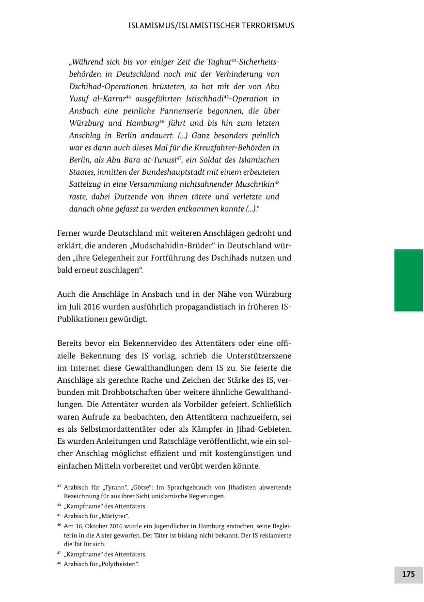 Seite 174 des Verfassungsschutzbericht 2016 Bund