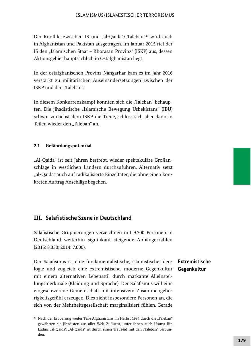 Seite 178 des Verfassungsschutzbericht 2016 Bund