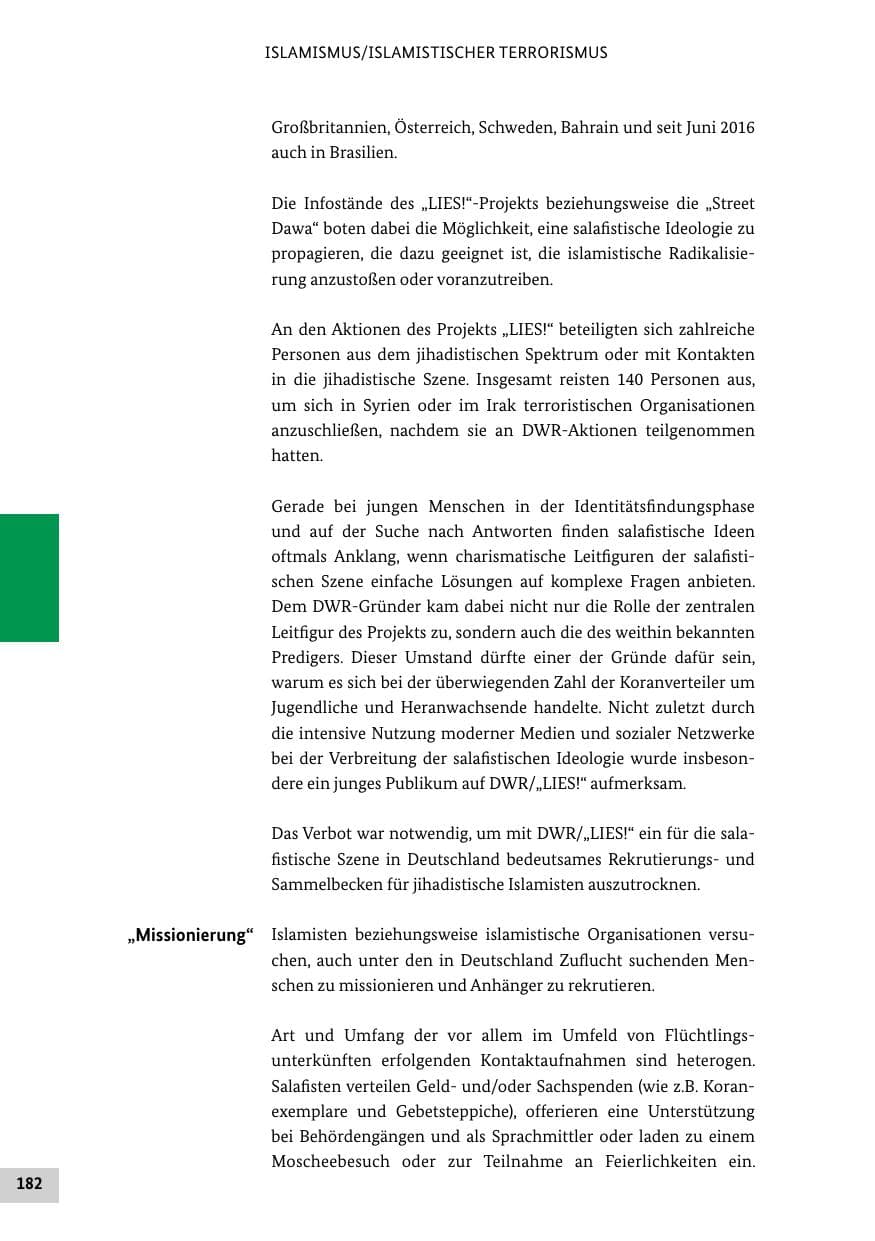 Seite 181 des Verfassungsschutzbericht 2016 Bund
