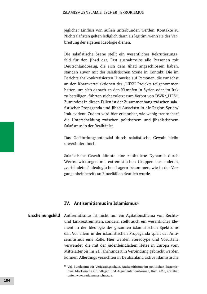 Seite 183 des Verfassungsschutzbericht 2016 Bund