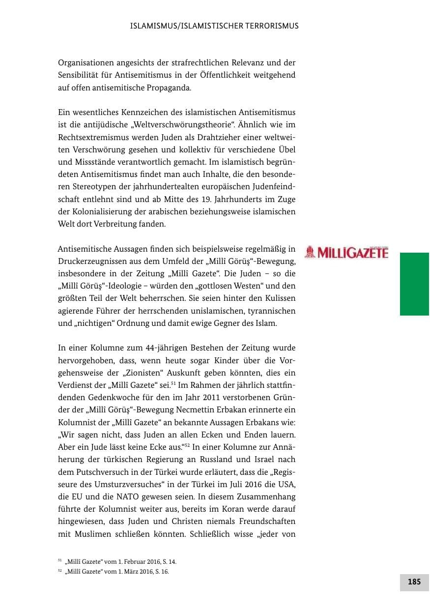 Seite 184 des Verfassungsschutzbericht 2016 Bund