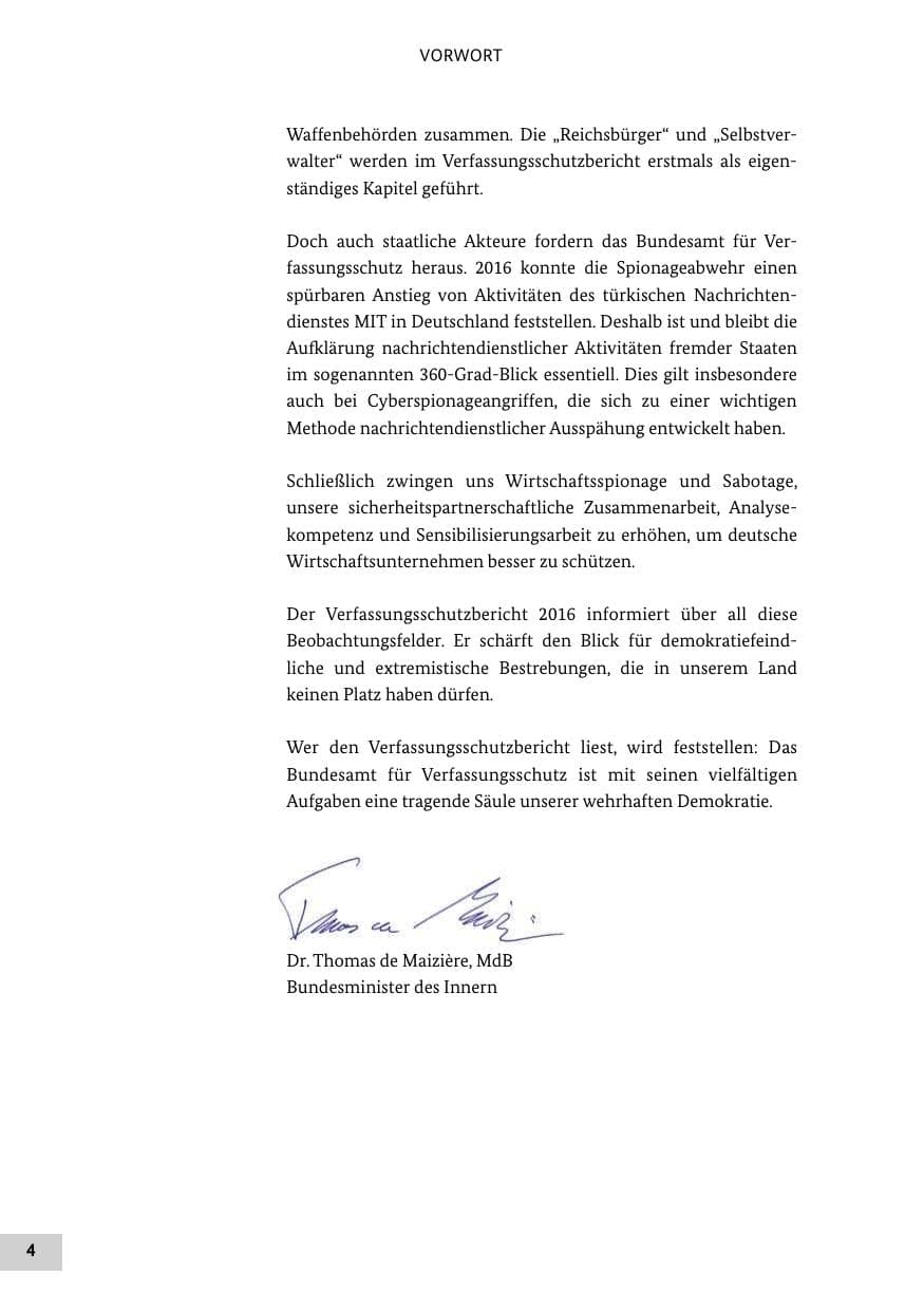 Seite 3 des Verfassungsschutzbericht 2016 Bund