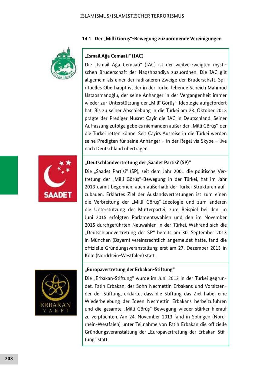 Seite 207 des Verfassungsschutzbericht 2016 Bund