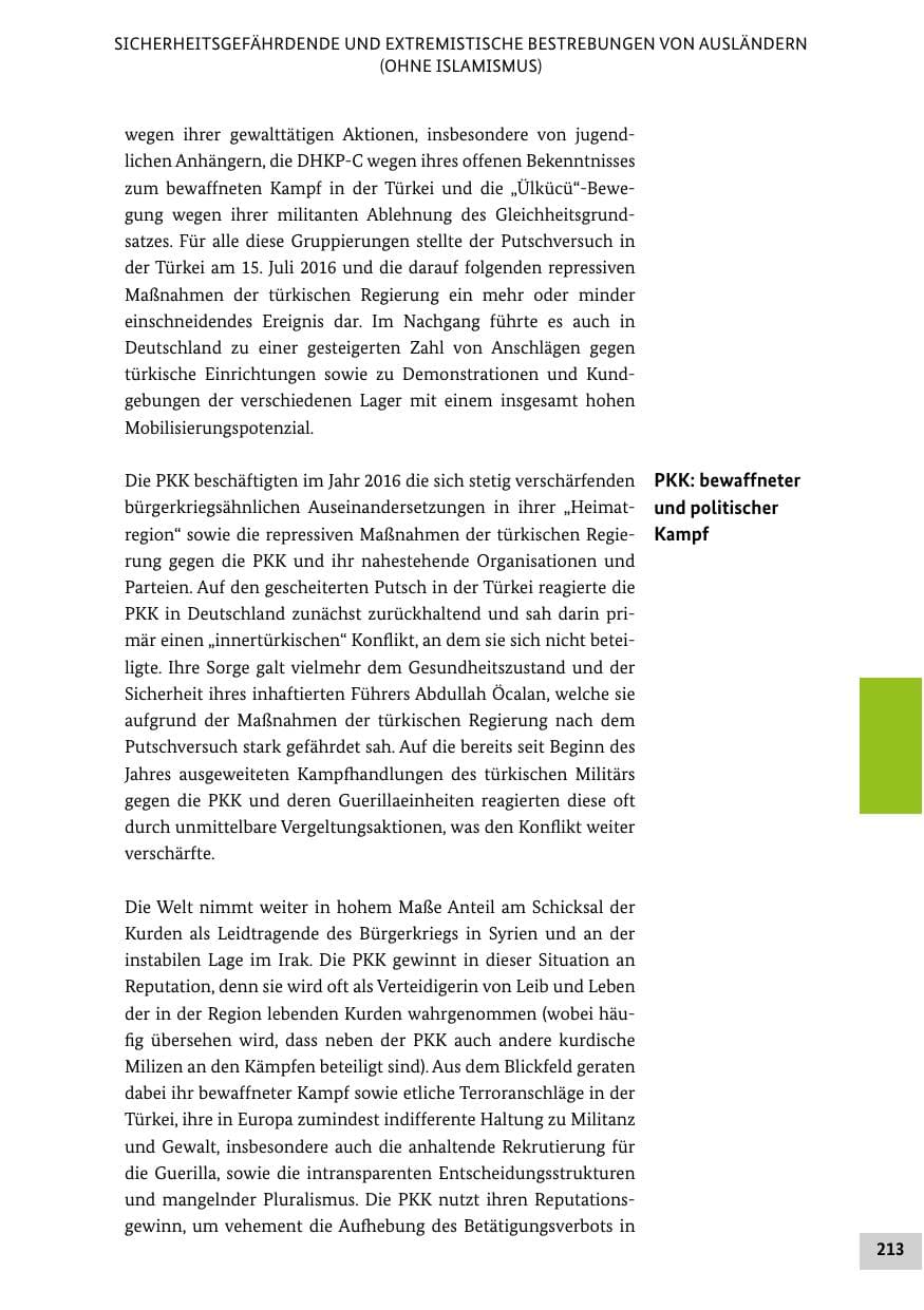 Seite 212 des Verfassungsschutzbericht 2016 Bund