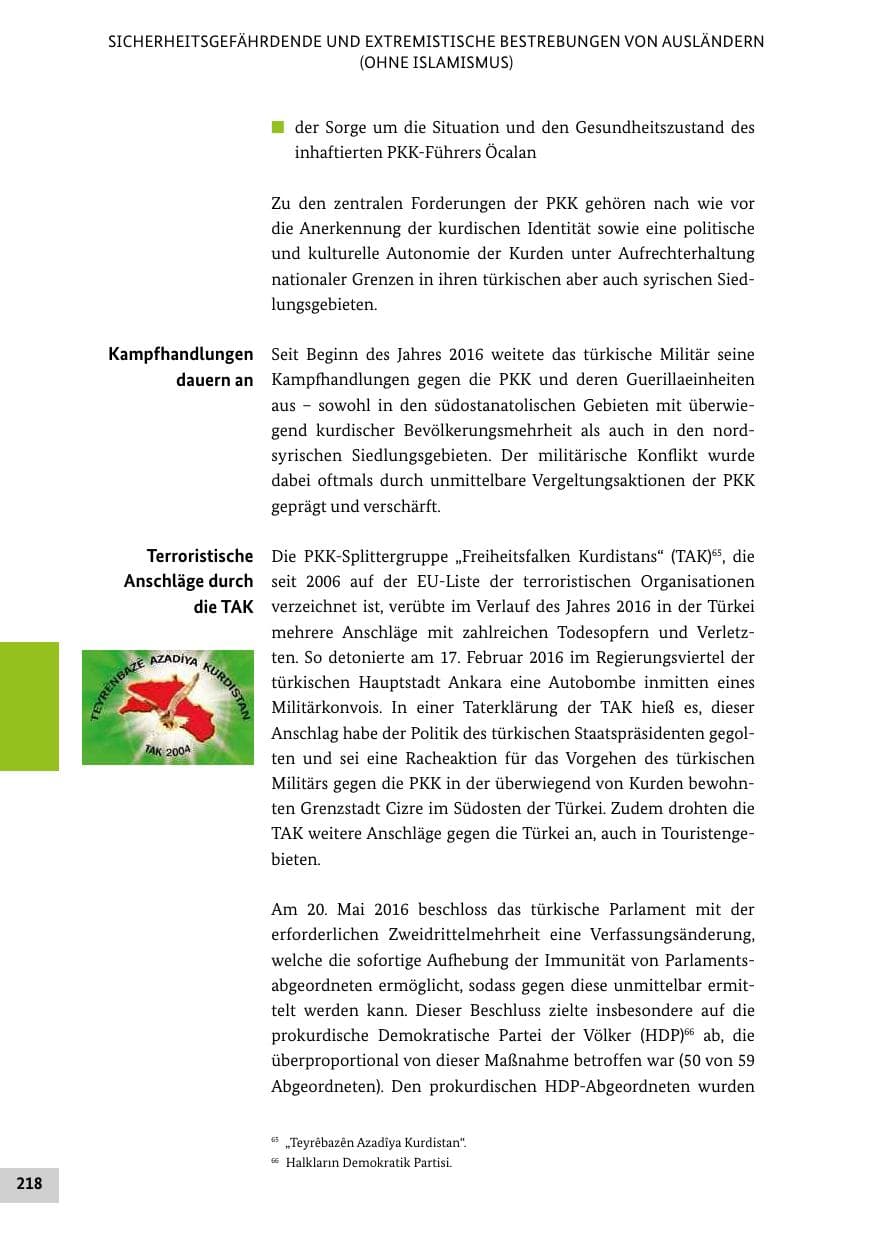 Seite 217 des Verfassungsschutzbericht 2016 Bund