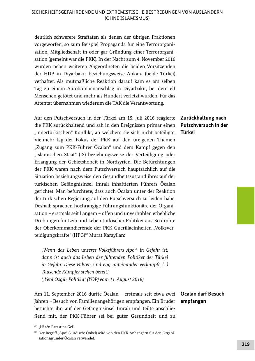 Seite 218 des Verfassungsschutzbericht 2016 Bund