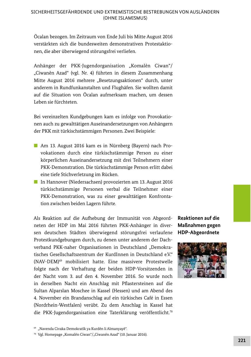 Seite 220 des Verfassungsschutzbericht 2016 Bund