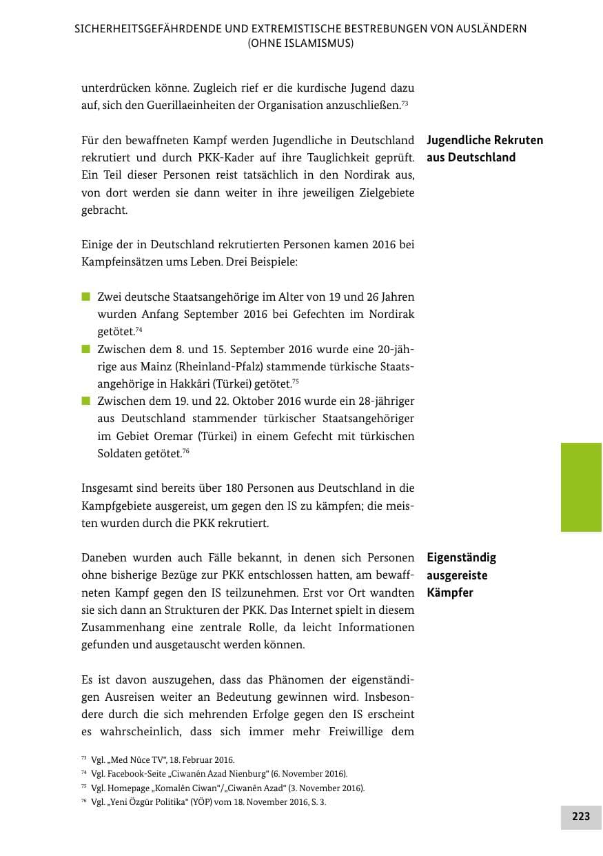 Seite 222 des Verfassungsschutzbericht 2016 Bund