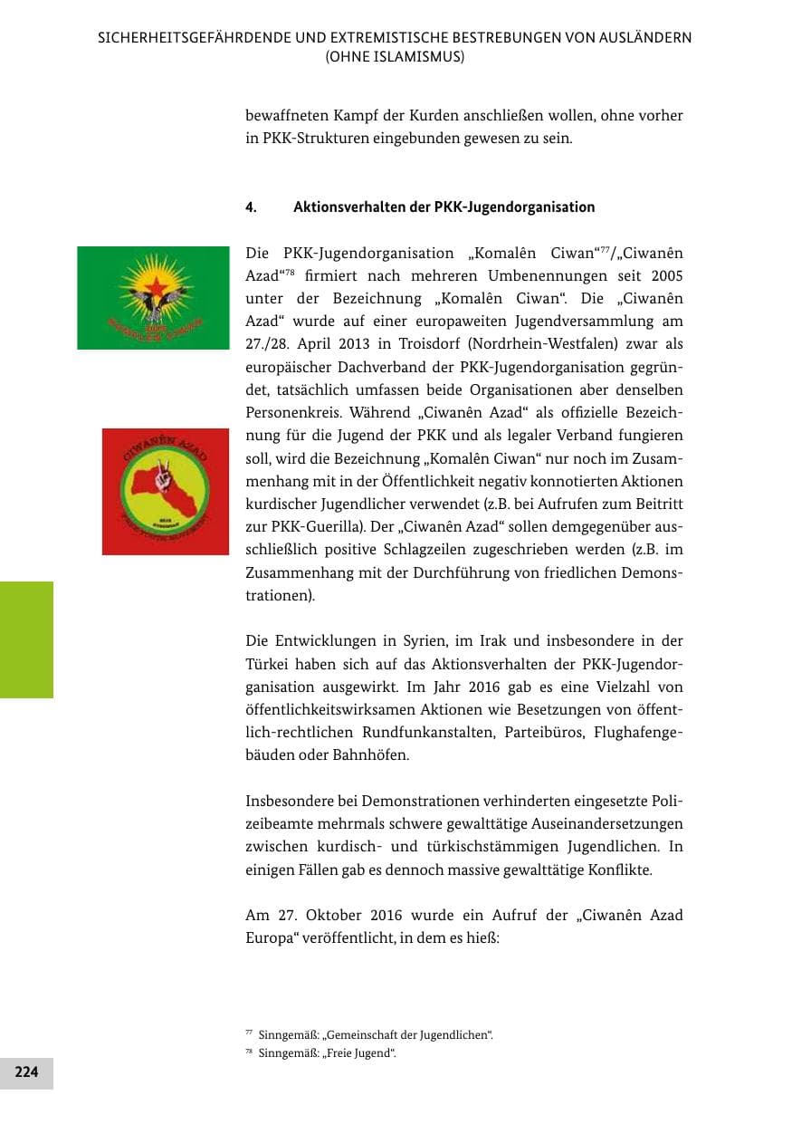 Seite 223 des Verfassungsschutzbericht 2016 Bund