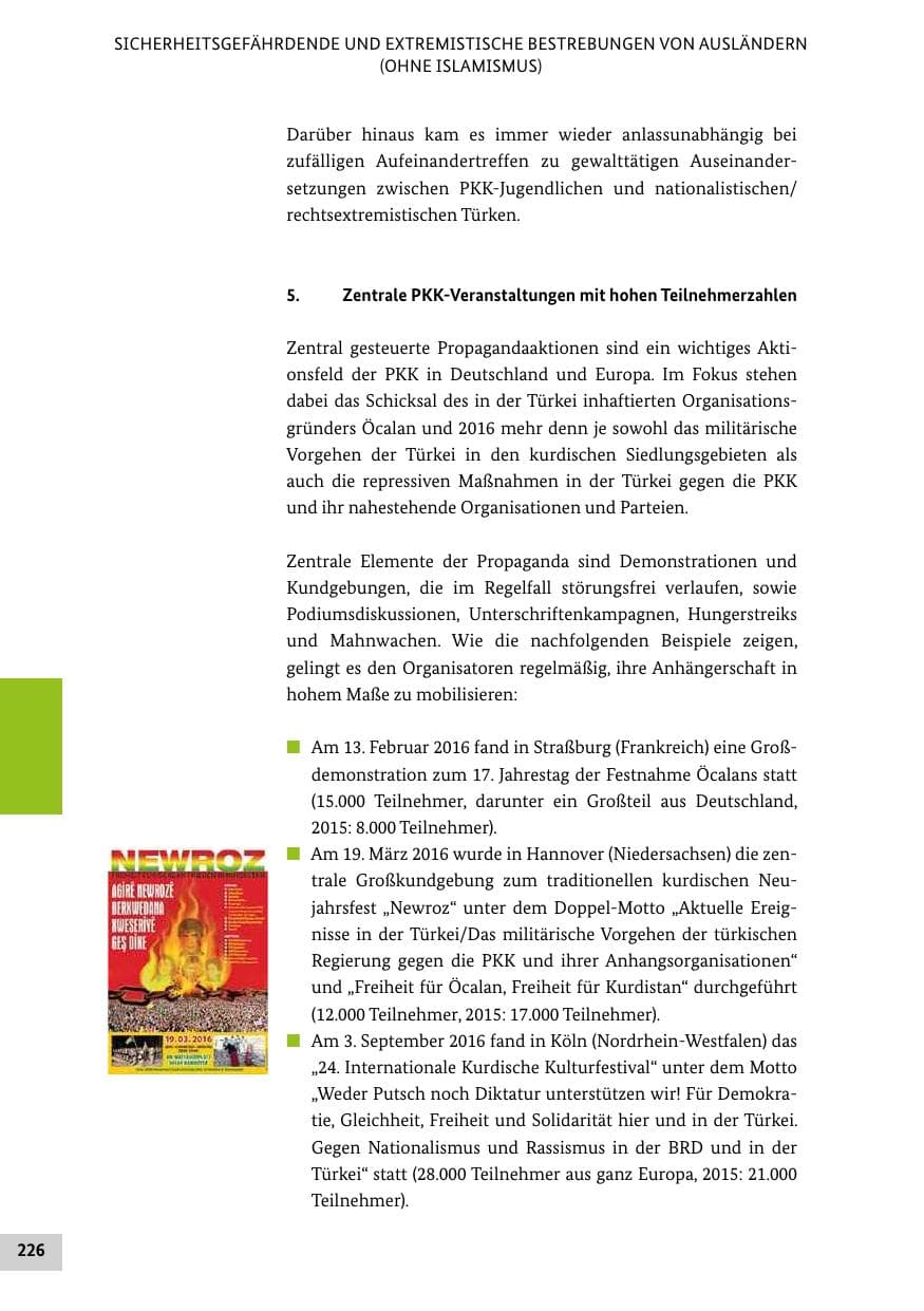 Seite 225 des Verfassungsschutzbericht 2016 Bund