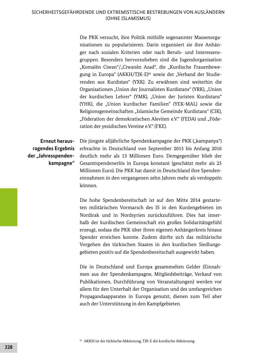 Seite 227 des Verfassungsschutzbericht 2016 Bund