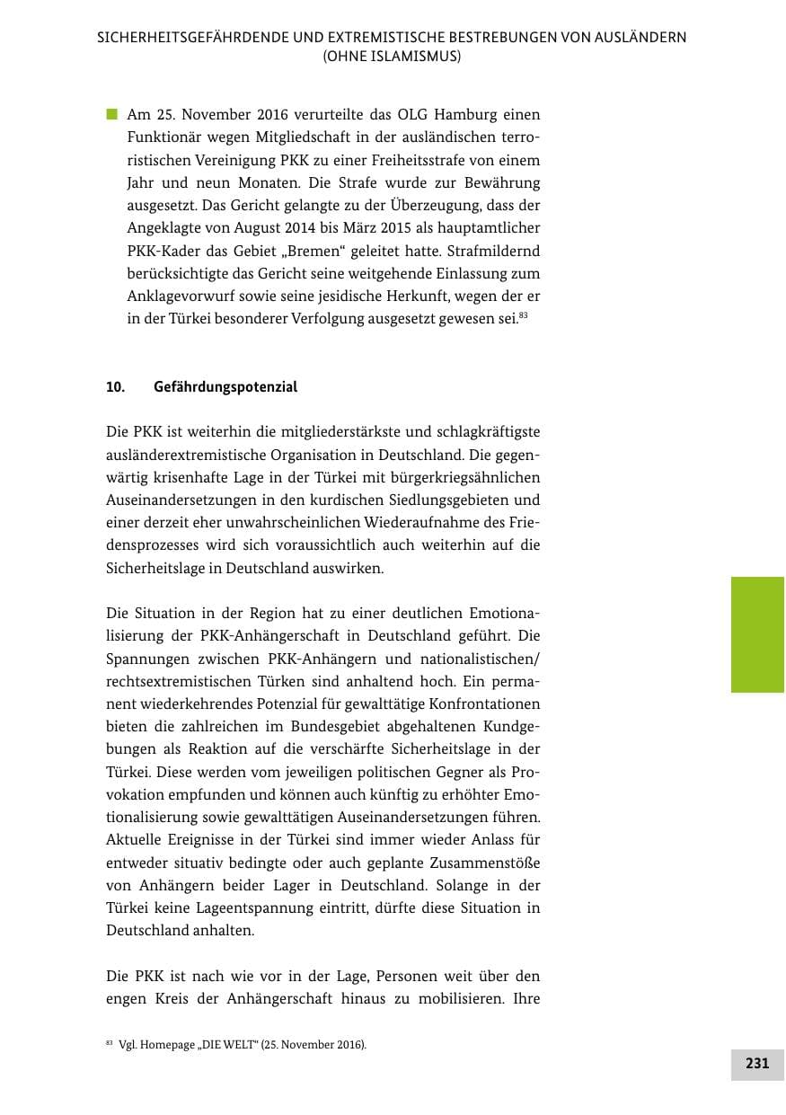 Seite 230 des Verfassungsschutzbericht 2016 Bund