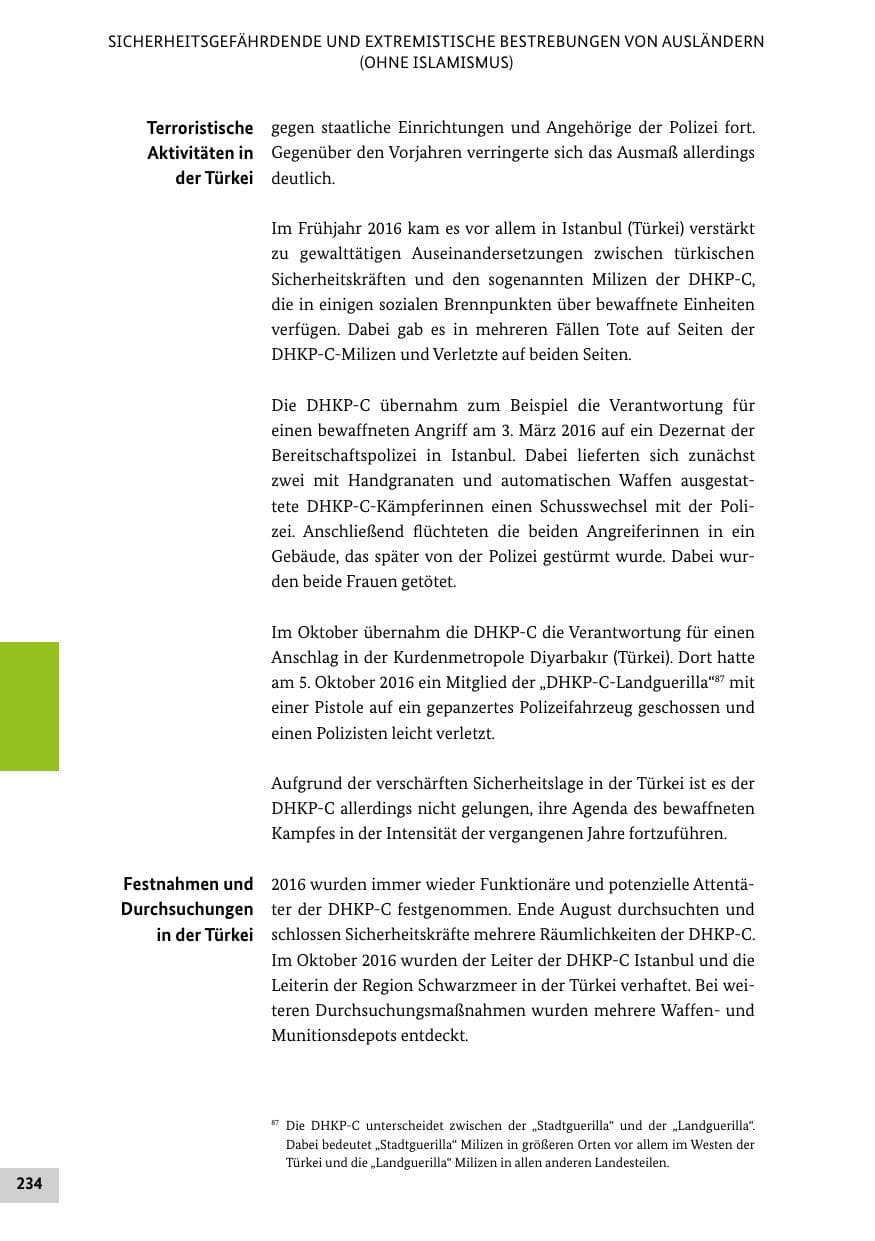 Seite 233 des Verfassungsschutzbericht 2016 Bund