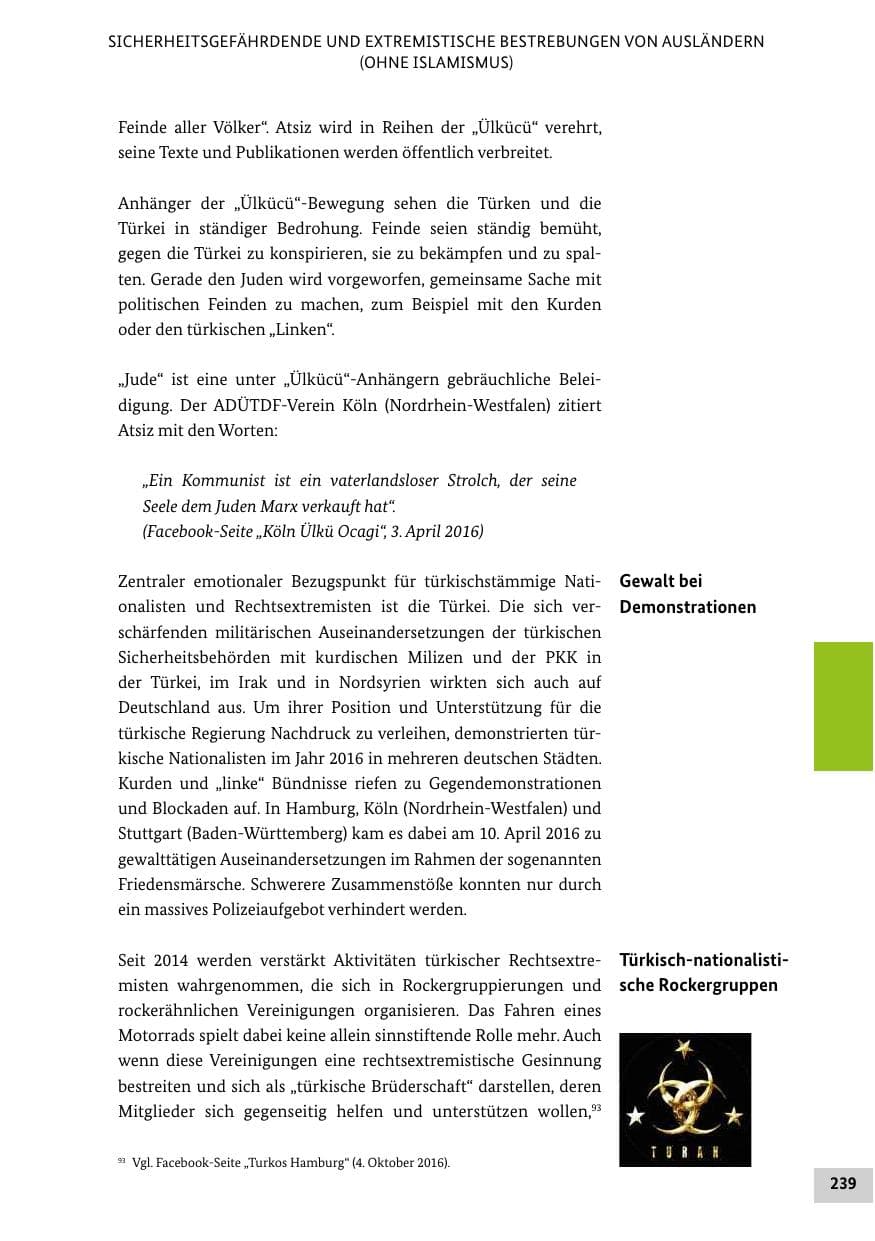 Seite 238 des Verfassungsschutzbericht 2016 Bund
