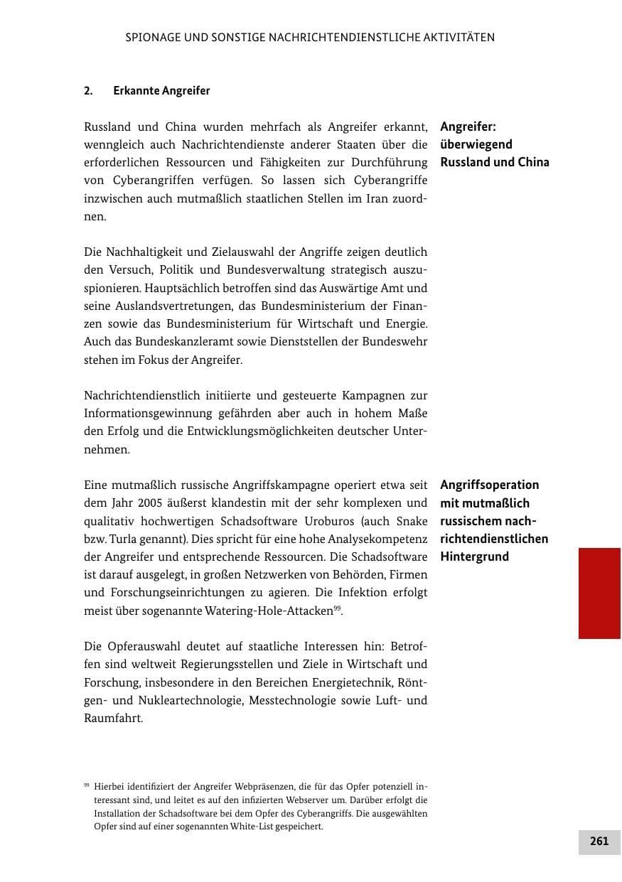 Seite 260 des Verfassungsschutzbericht 2016 Bund