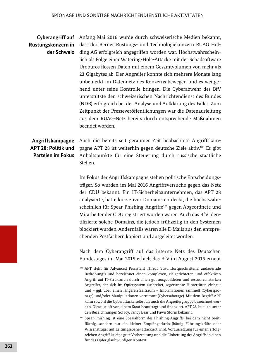 Seite 261 des Verfassungsschutzbericht 2016 Bund