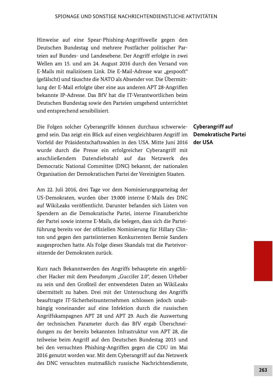 Seite 262 des Verfassungsschutzbericht 2016 Bund