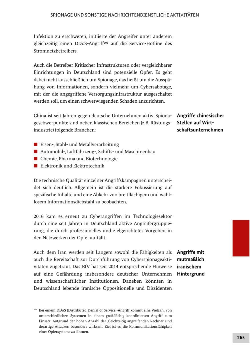 Seite 264 des Verfassungsschutzbericht 2016 Bund