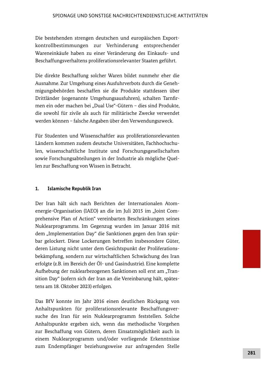 Seite 280 des Verfassungsschutzbericht 2016 Bund