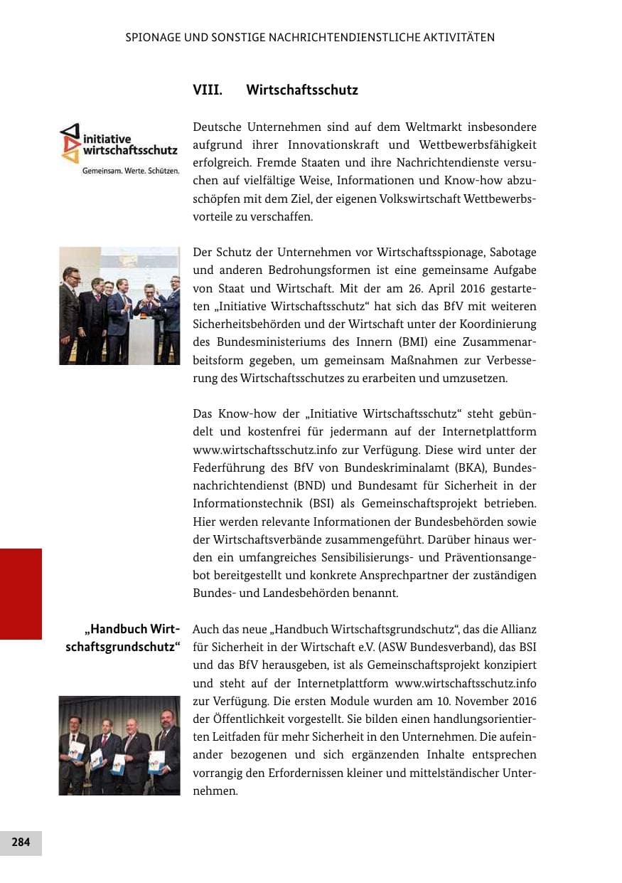 Seite 283 des Verfassungsschutzbericht 2016 Bund