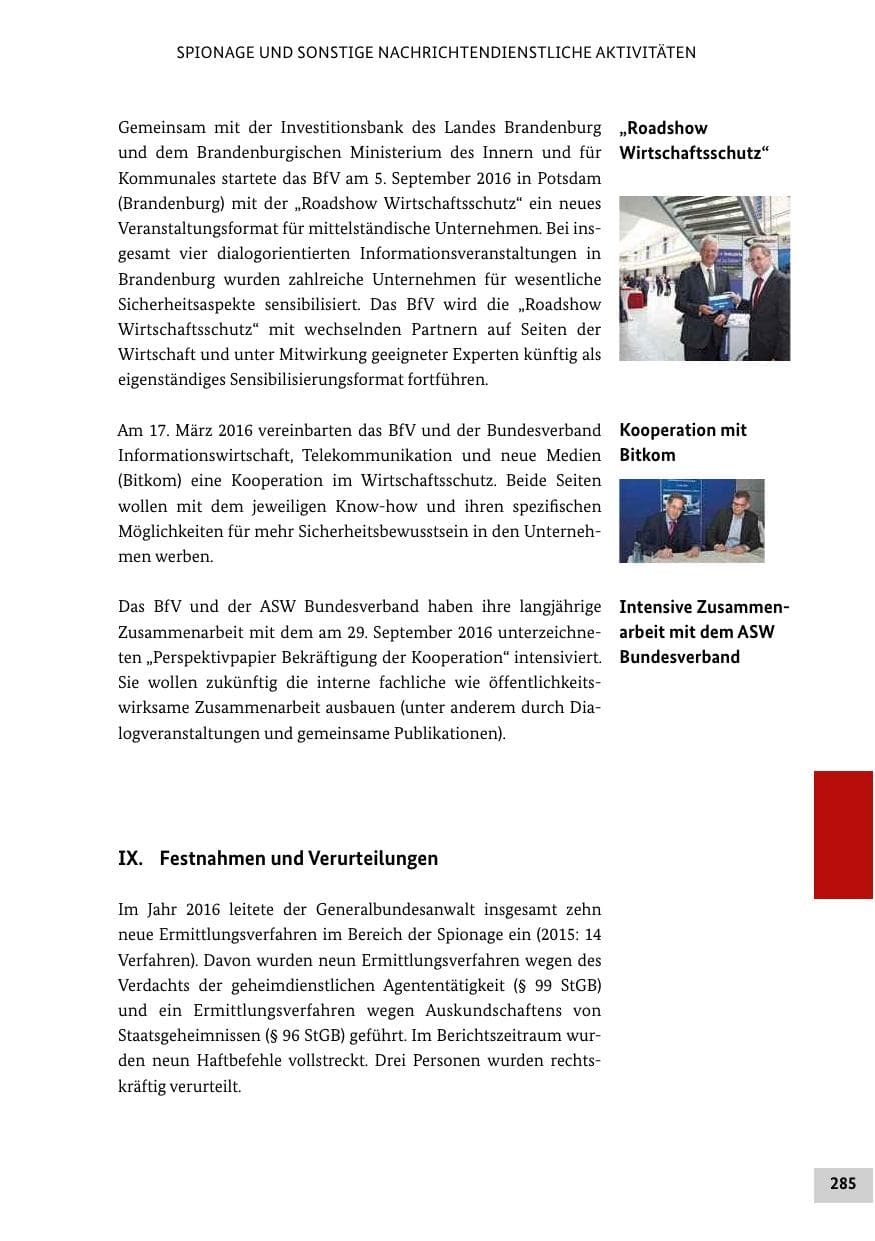 Seite 284 des Verfassungsschutzbericht 2016 Bund