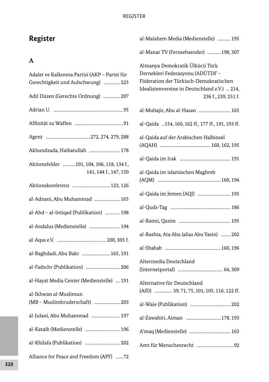 Seite 309 des Verfassungsschutzbericht 2016 Bund