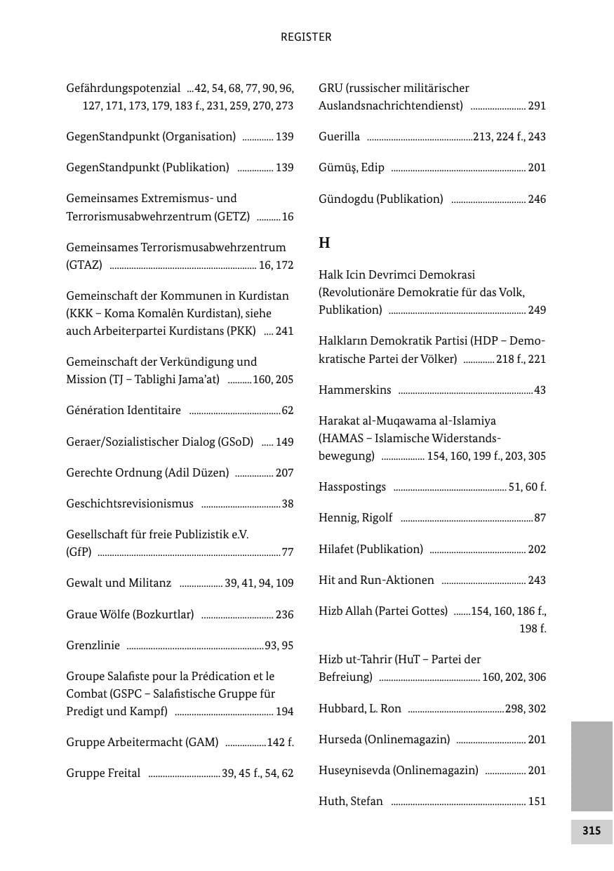 Seite 314 des Verfassungsschutzbericht 2016 Bund