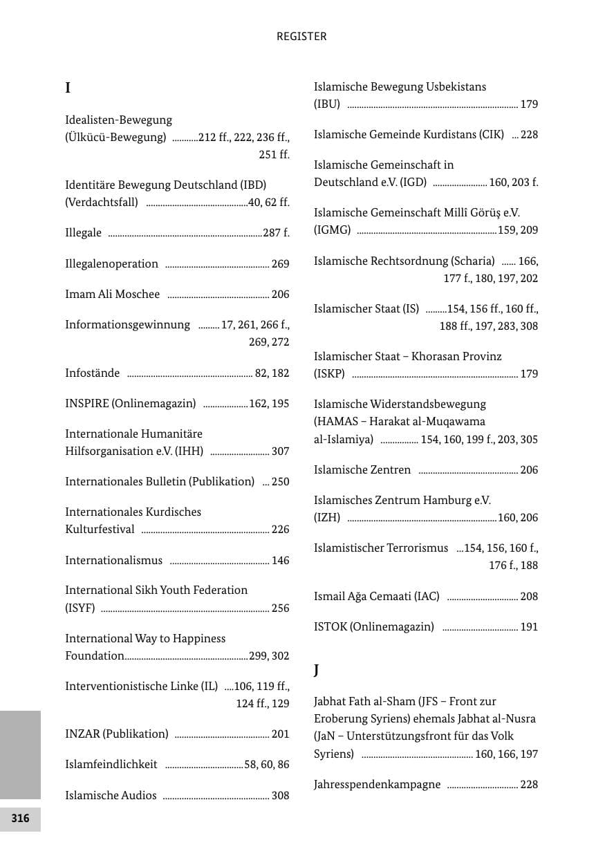 Seite 315 des Verfassungsschutzbericht 2016 Bund