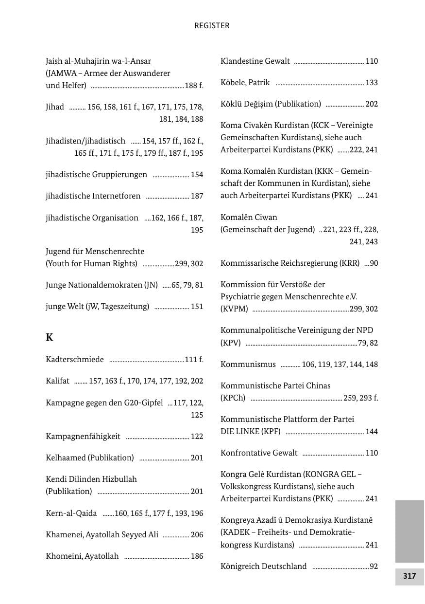 Seite 316 des Verfassungsschutzbericht 2016 Bund