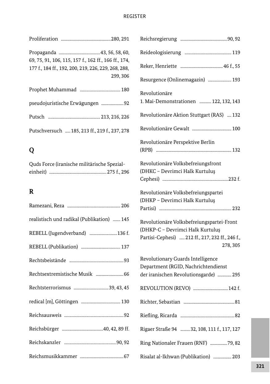 Seite 320 des Verfassungsschutzbericht 2016 Bund