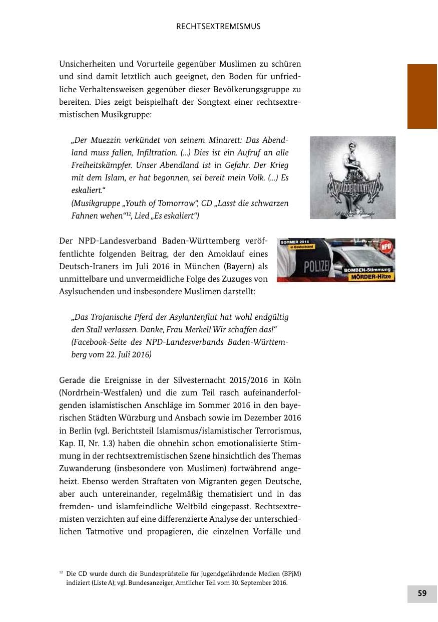 Seite 58 des Verfassungsschutzbericht 2016 Bund