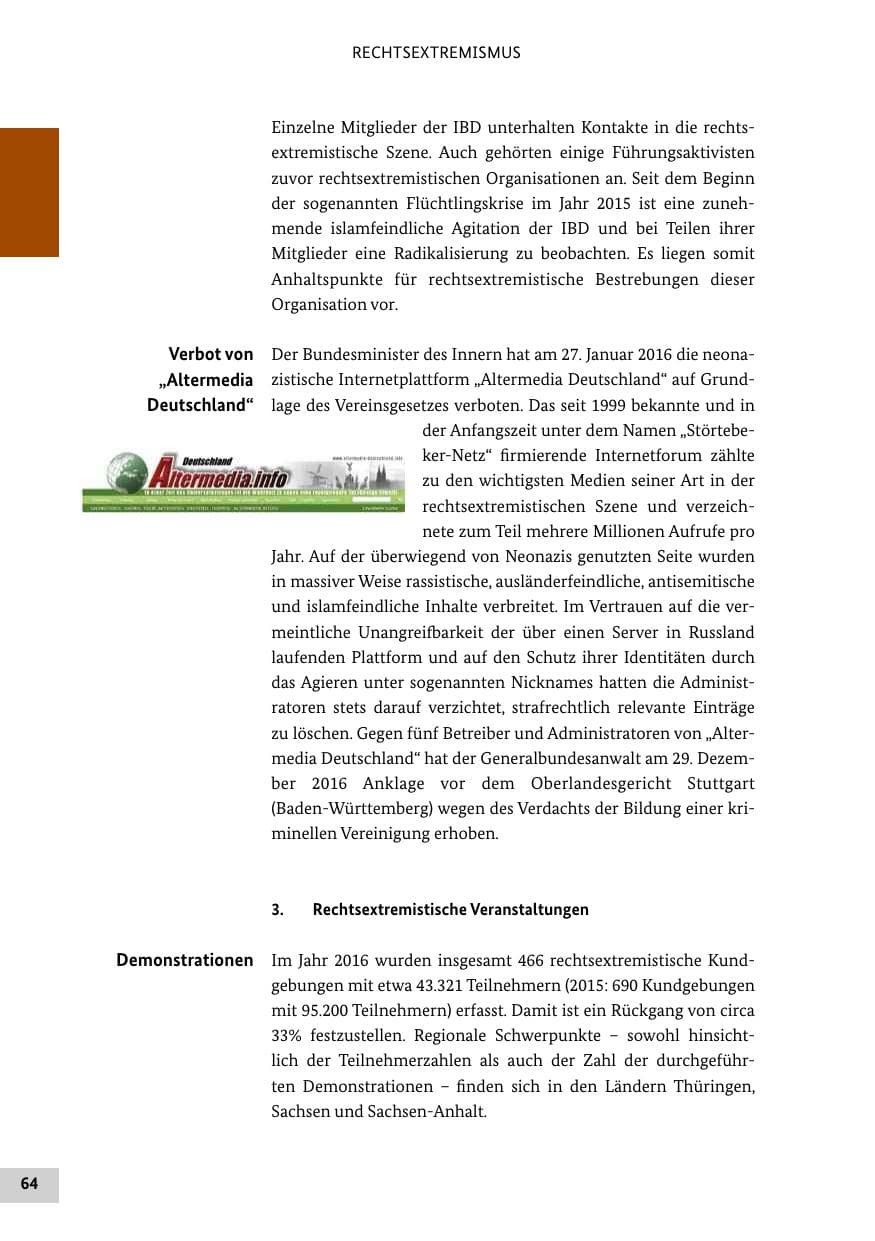 Seite 63 des Verfassungsschutzbericht 2016 Bund