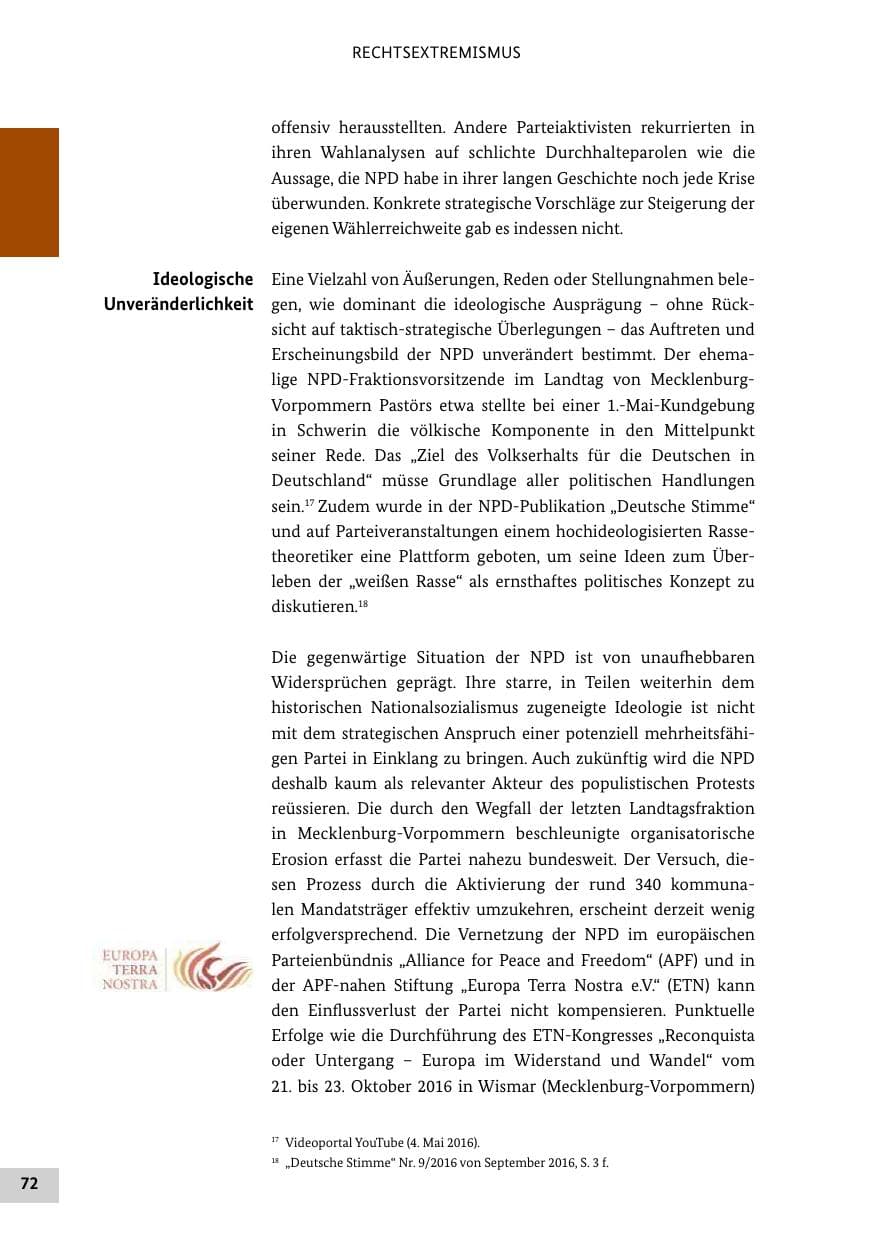 Seite 71 des Verfassungsschutzbericht 2016 Bund