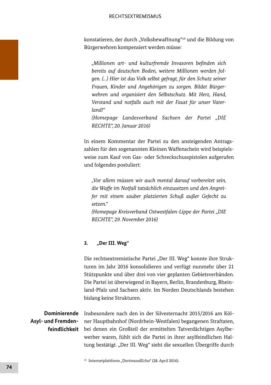 Seite 73 des Verfassungsschutzbericht 2016 Bund