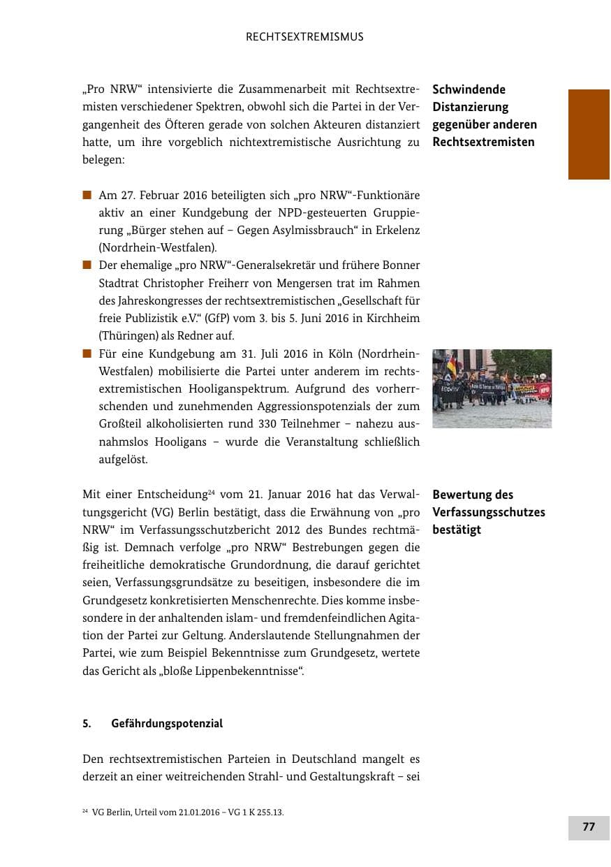 Seite 76 des Verfassungsschutzbericht 2016 Bund
