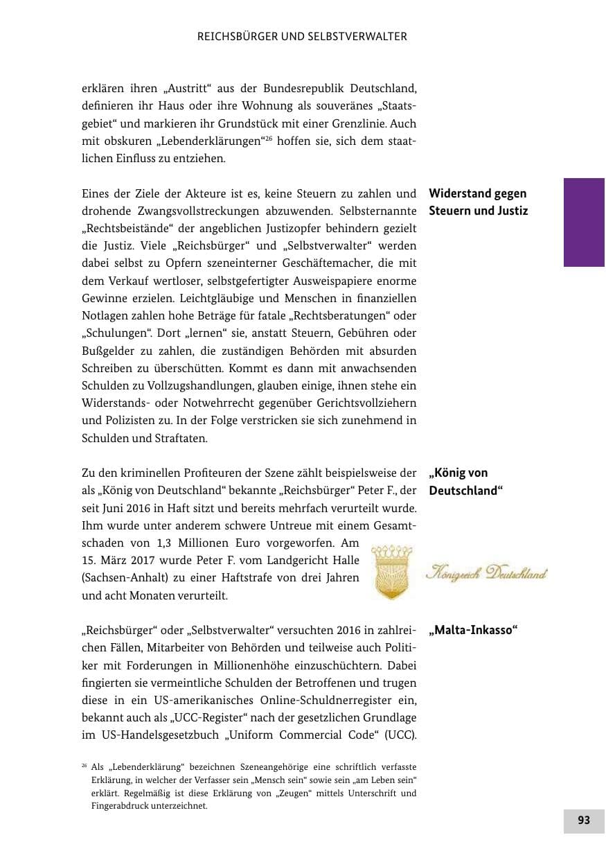 Seite 92 des Verfassungsschutzbericht 2016 Bund