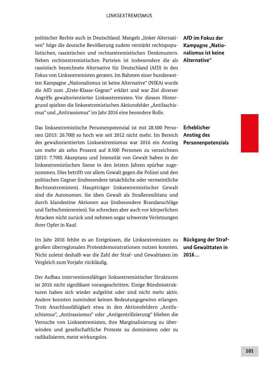 Seite 100 des Verfassungsschutzbericht 2016 Bund